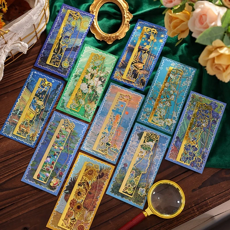 

Elegant Flower Bookmarks with Chain Hollow Metal Bookmarks Book Page Divider Book Page Holder for Book Lover Student K1KF