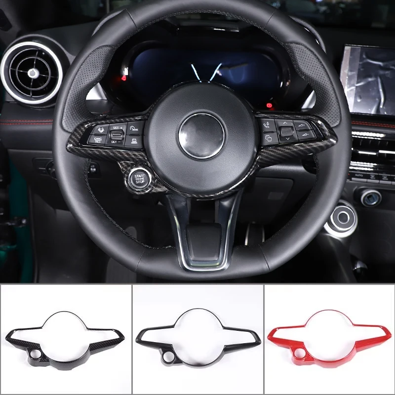 

ABS Carbon Fiber Car Steering Wheel Button Frame Trim Cover Fit For Alfa Giulia Stelvio Tonale 2020-2024 Interior Accessories