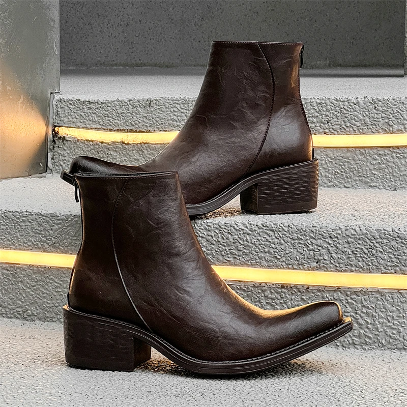 

Autumn Winter Fashionable Men Chelsea Boots Black Brown European-style Trendy Comfortable Business Brand Boots Social Boots Men