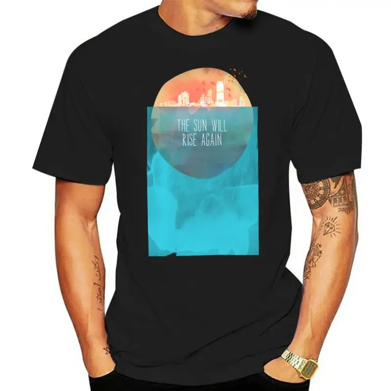 The Sun Also Rise T Shirt Men Black Tshirt 100% Cotton T-shirt Watercolor Sea Clothing Tops Art Design Tees Boyfriend Gift XL