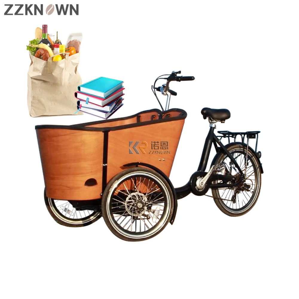 CE Certification Electric Delivery Bike with Box 3 Wheel Cargo Bike Adult Length Distance Family Front Bicycle for Kids