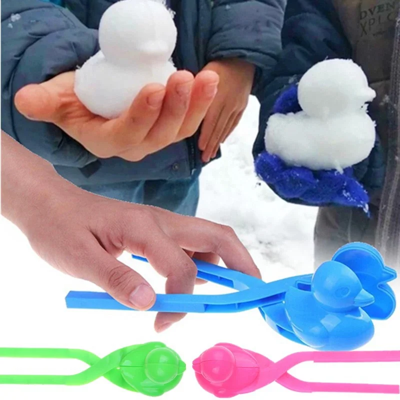 Cute Duckling Model Snowball Clip Toys Kids Outdoor Beach Winter Snowball Fight Tools Baby Make Snowman Plastic Clip Sports Toy