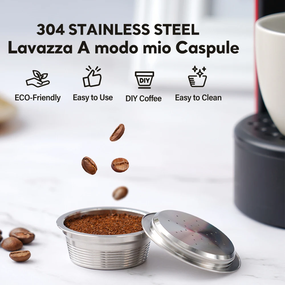 Icafilas Reusable Coffee Capsule for Lavazza Mio Stainless Steel Coffee Filters for Lavazza A Modo Mio Machine Pod