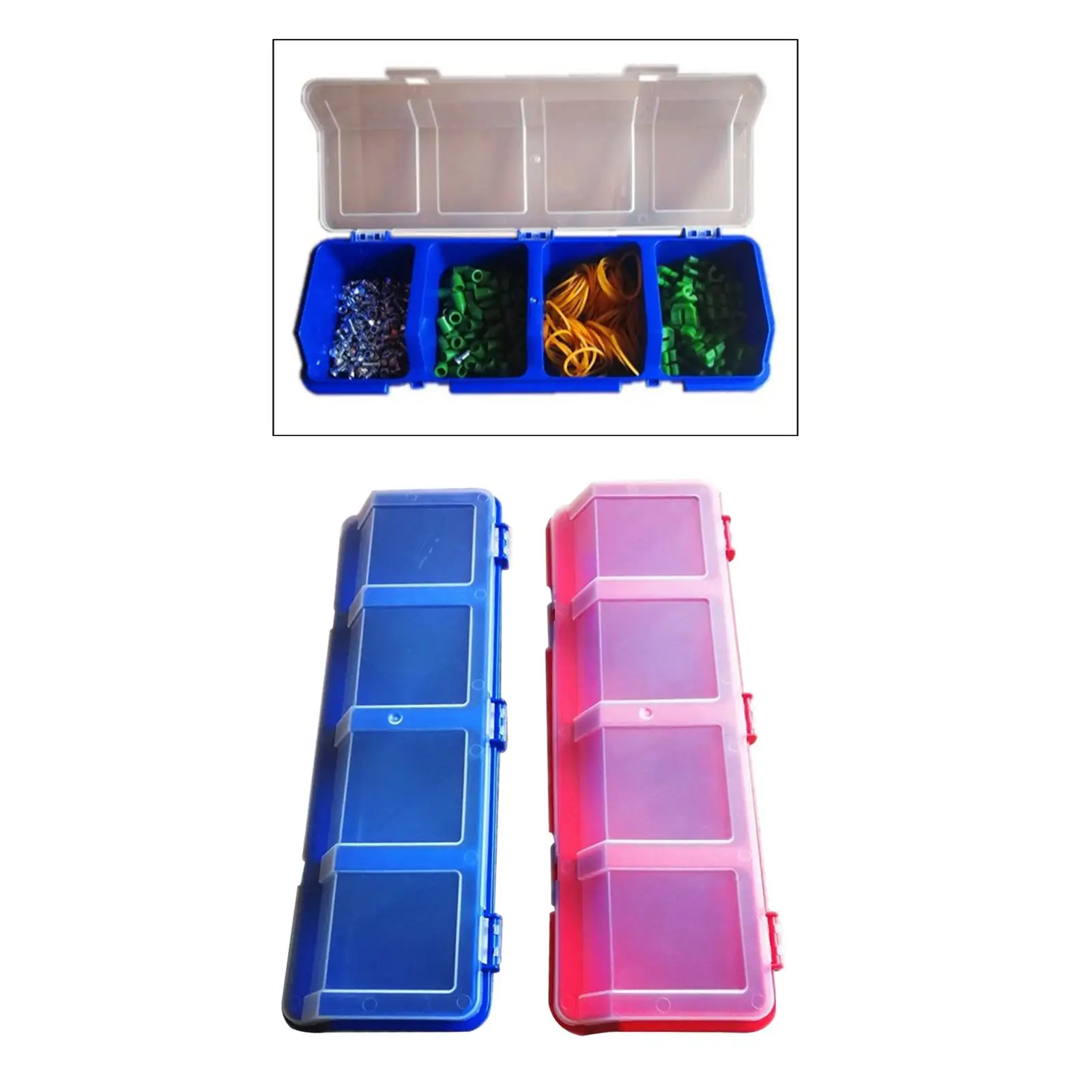 Components Screws Organizer Storage Bin 12.2x4.5x2.5inch Semi Transparent Lid with Buckles for Repairs, Jewelry Making Practical