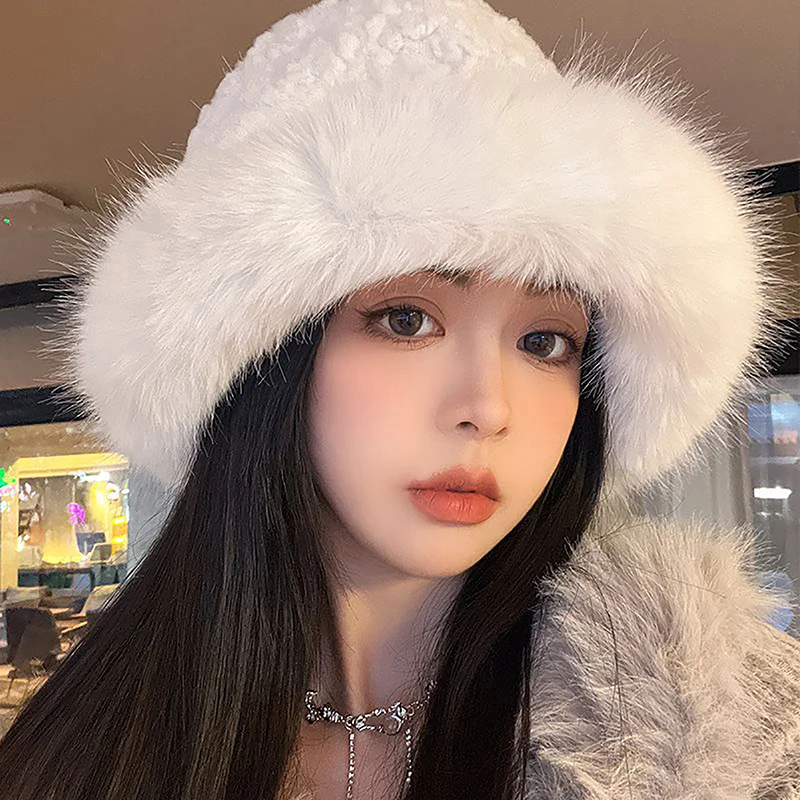 Autumn And Winter Warm Temperament Versatile Mink Hair Ear Protection Basin Cap Japanese Retro Women's Hat