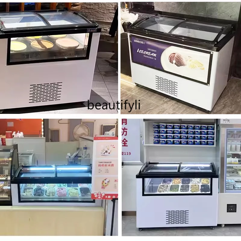 خزانة عرض الزبادي المقلي السميكة التجارية، خزانة عرض تجارية من مصاصة الآيس كريم