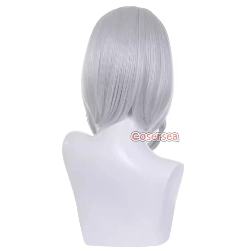 코스어시 앤비 데마라 코스프레 가발 게임 젠리스 존 제로 앤비 데마라 30cm 짧은 실버 그레이 가발 합성 헤어 내열성