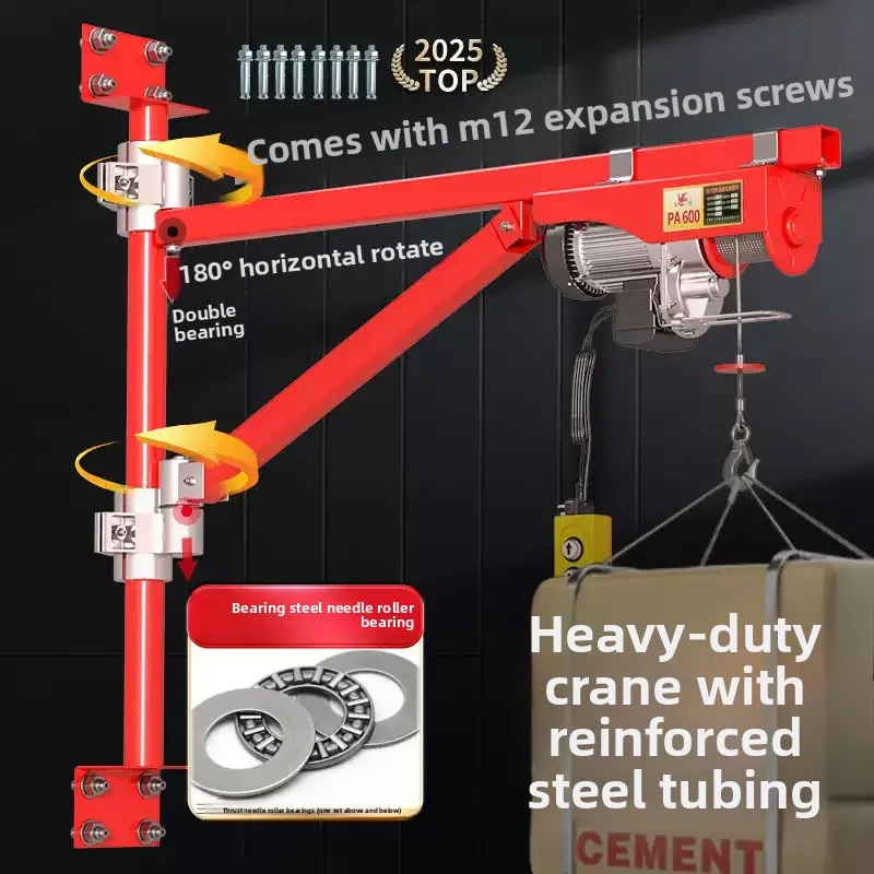 Miniature Electric Hoist Wall Bracket 220V, Household Decoration Small Diamond Lifting Hanger Crane Hoist