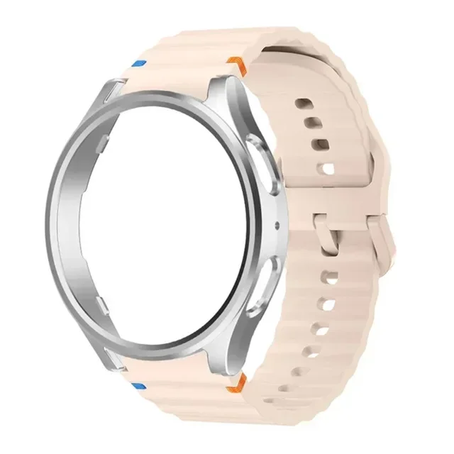 حافظة + حزام لساعة سامسونج جالاكسي 7 6 5 4 40 مللي متر 44 مللي متر سيليكون الفرقة الرسمية PC حامي غطاء الوفير لساعة جالاكسي 6 الكلاسيكية