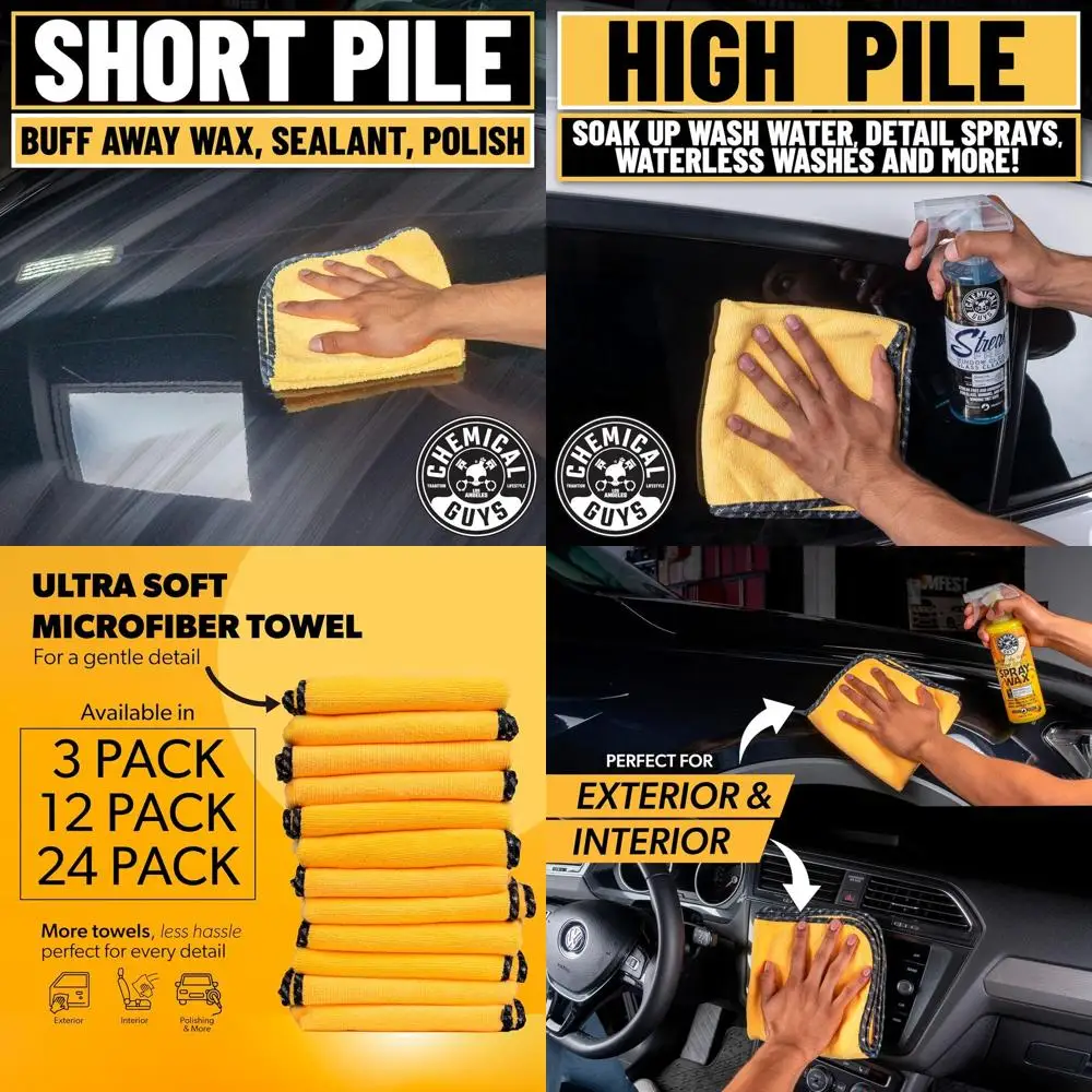

Professional Grade Premium Microfiber Towels for Cars, Gold, 16" x 16", Ultra-Soft and Scratch-Free Car Detailing Cloths for Tru