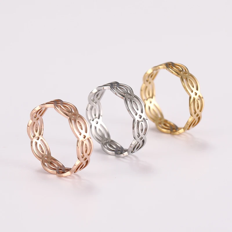 Lucktune Einfache Meereswellen-Ringe für Frauen, Edelstahl, trendige geometrische Ozean-Surf-Fingerringe, Schmuck, Hochzeit, Muttergeschenke – Detail 36