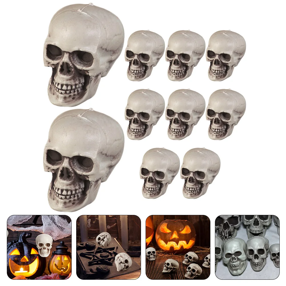 

10pcs Halloween Head Miniature Lifelike Plastic Horror Decoration Prank Prop Party Haunted House Decor Desktop Small