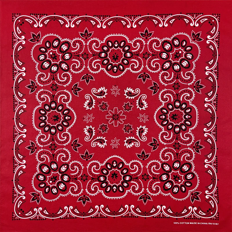 68CM Oversized Hip Hop Amoeba Cashew Katoen Vierkante Bandana Sjaal Hoofdband Zwart Paisley Cadeaus Voor Mannen/jongens/Meisjes