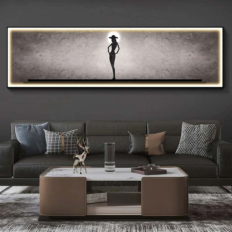 Modern Bedroom Bedside Mural Master Bedroom Figure Art Hanging Painting Living Room  Luxury Simple Luminous Decoration  Painting