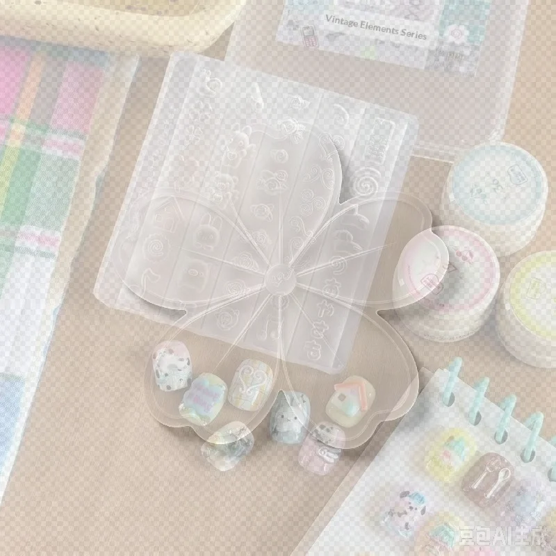 3D Silicone Nail Art Mold With Cute Cartoon Multiple Patterns Nonstick For DIY Nail Decoration Charm Making Tools