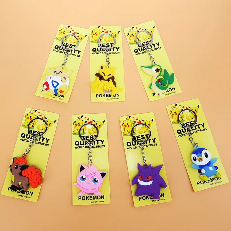 24 New Pokemon Keychain Action Figure Pikachu Key Chain Psyduck Bulbasaur Keyring Backpack Pendant Bag Key Ring Accessories Gift