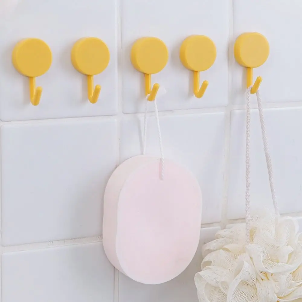 10 pcs Coat Plastic Self Adhesive Hook Hanger Punch Free Towel Hanger Reusable Wall Hook Bathroom