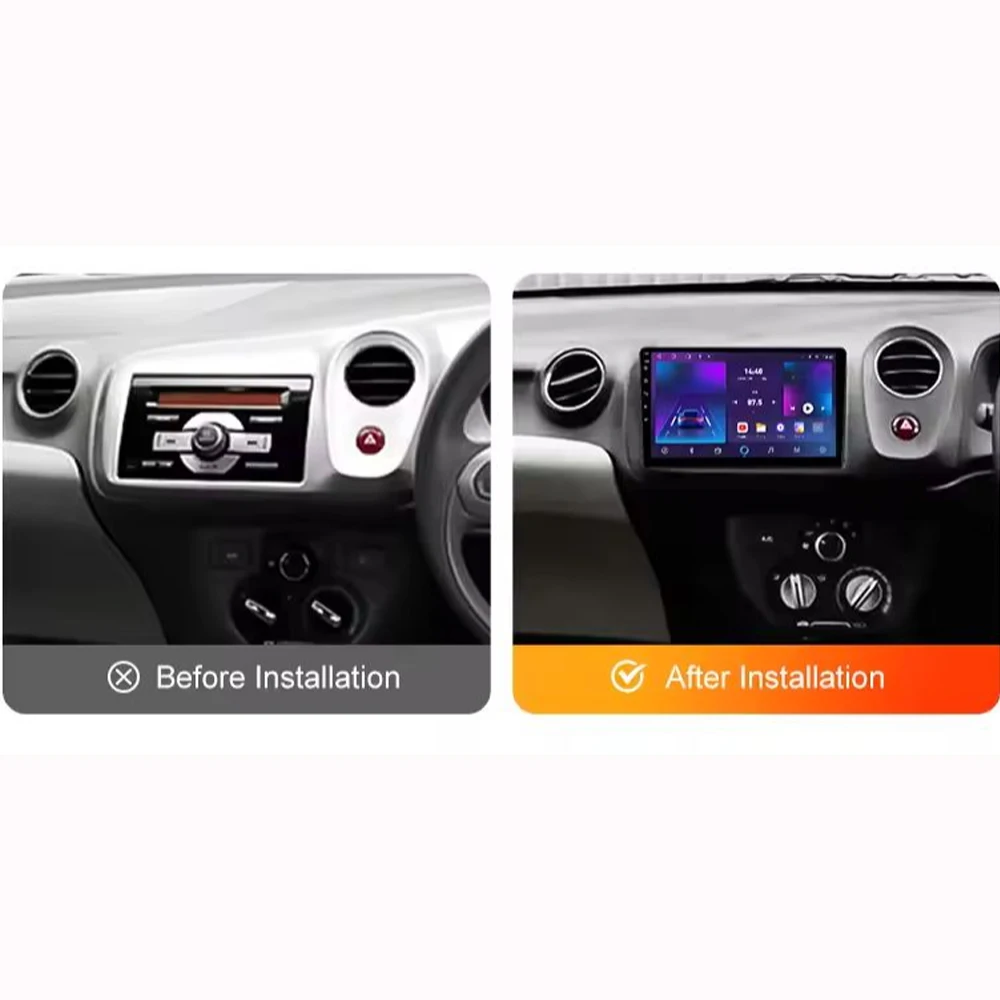 Eunavi 9 Inch Android 14 2 Din Car Multimedia Player For Brio 2012 Head Unit Stereo GPS Navigation BT WIFI
