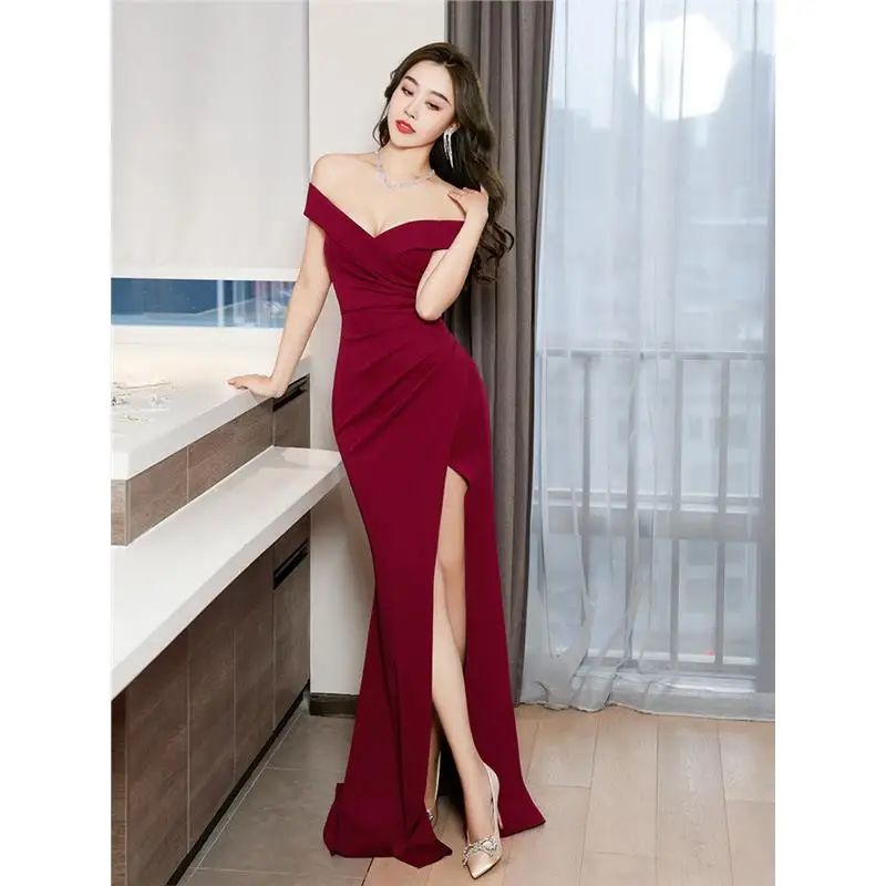 

Ele Slim Fit Evening Gown Sexy One oulder High Waist Midi Length Fi Tail Skirt for Women Par Wedding Date KTV