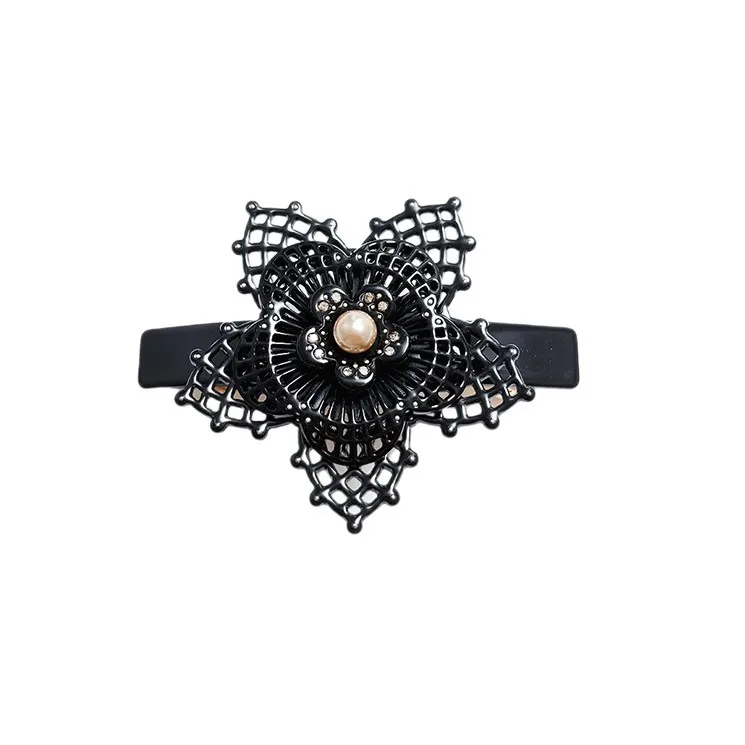 エレガントなパリのフレンチデザインフラワーヘアクリップバレッタ、女性、女の子向け、手作りパールヘアジュエリー装飾アクセサリー、オフィス用