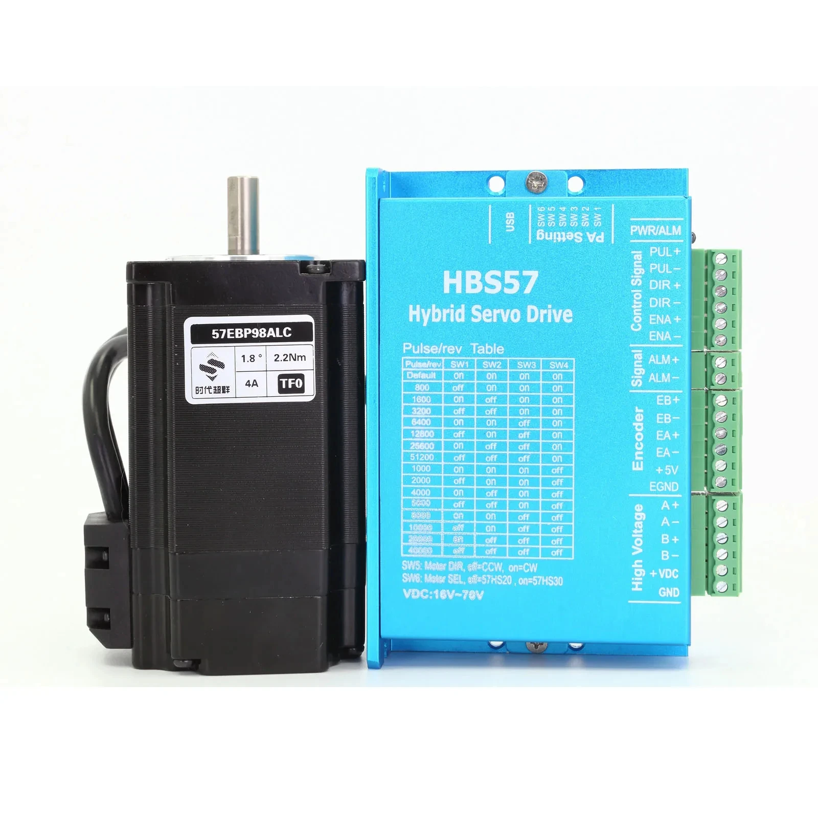 CNC Kit Nema23 Closed Loop Step Servo Motor + HBS57 Driver Kit CNC 2.2N.m With Encoder 1000 Lines 57EBP98ALC-TFA+HBS57