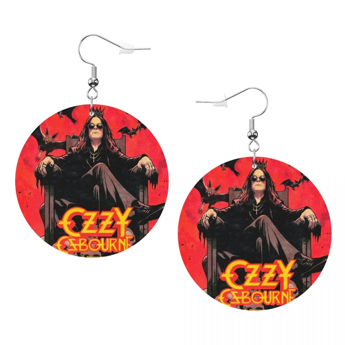 

Кожаные серьги-капли Ozzy Osbourne на заказ для женщин, кожаные серьги Prince Of Darkness, легкие для вечеринок и праздников
