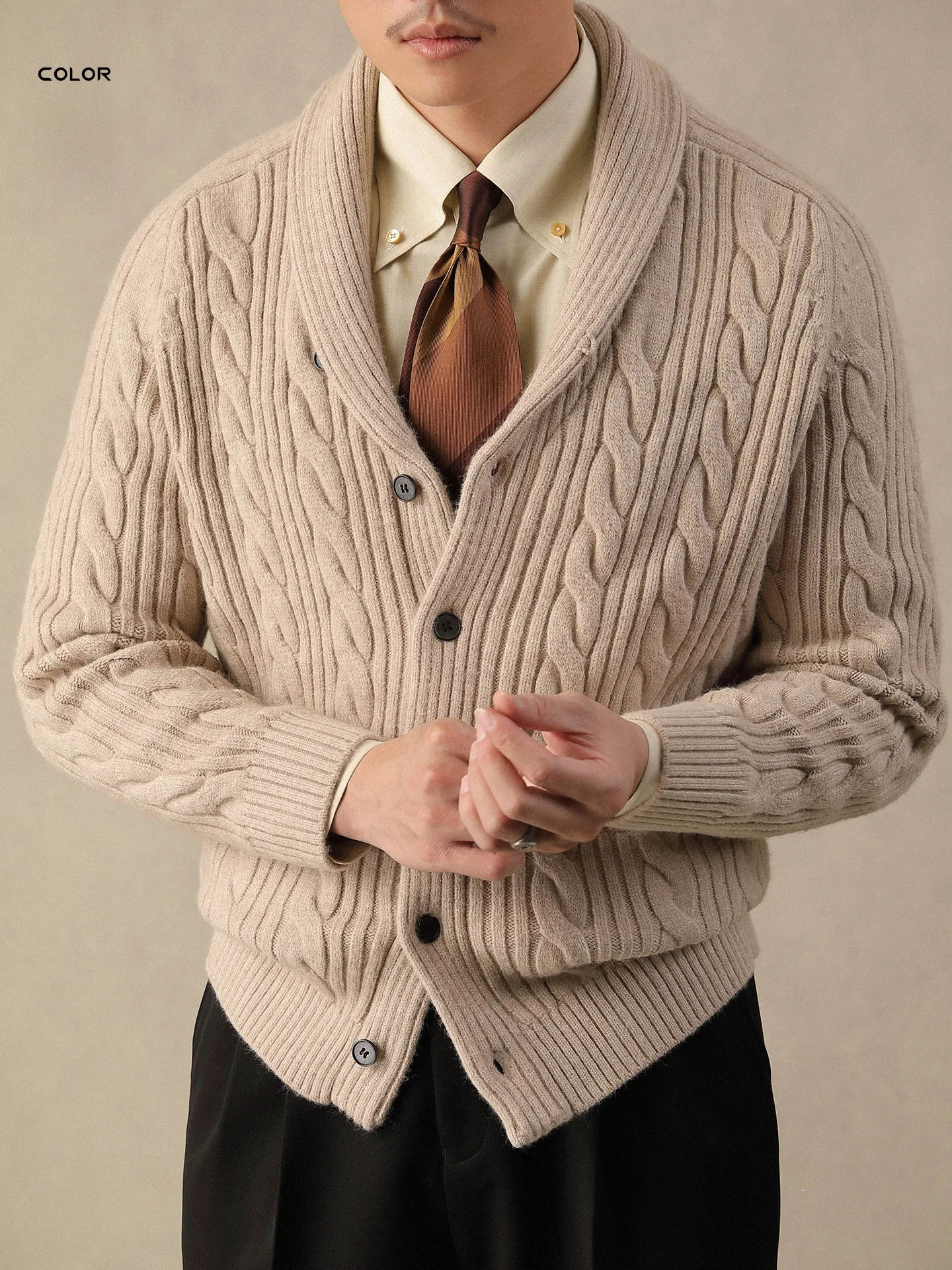 

Мужской открытый кардиган-свитер: теплый, свободный, повседневный, не требующий глажки, вязаный, модный базовый слой, V-образный вырез, однотонный