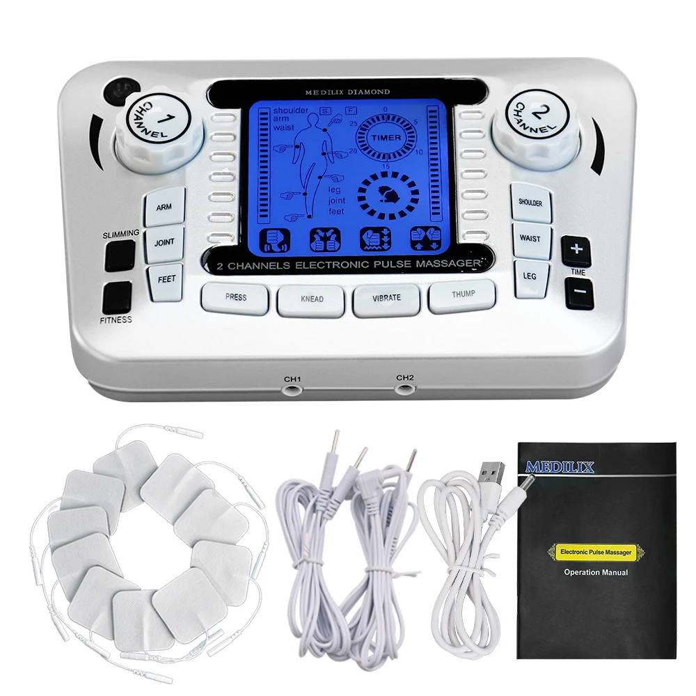 TENS Unit EMS Electric Pulse Massager 12 Modes 20 Intensity Levels for Neck Back Shoulder Full Body Relax Pain Relief Home Care