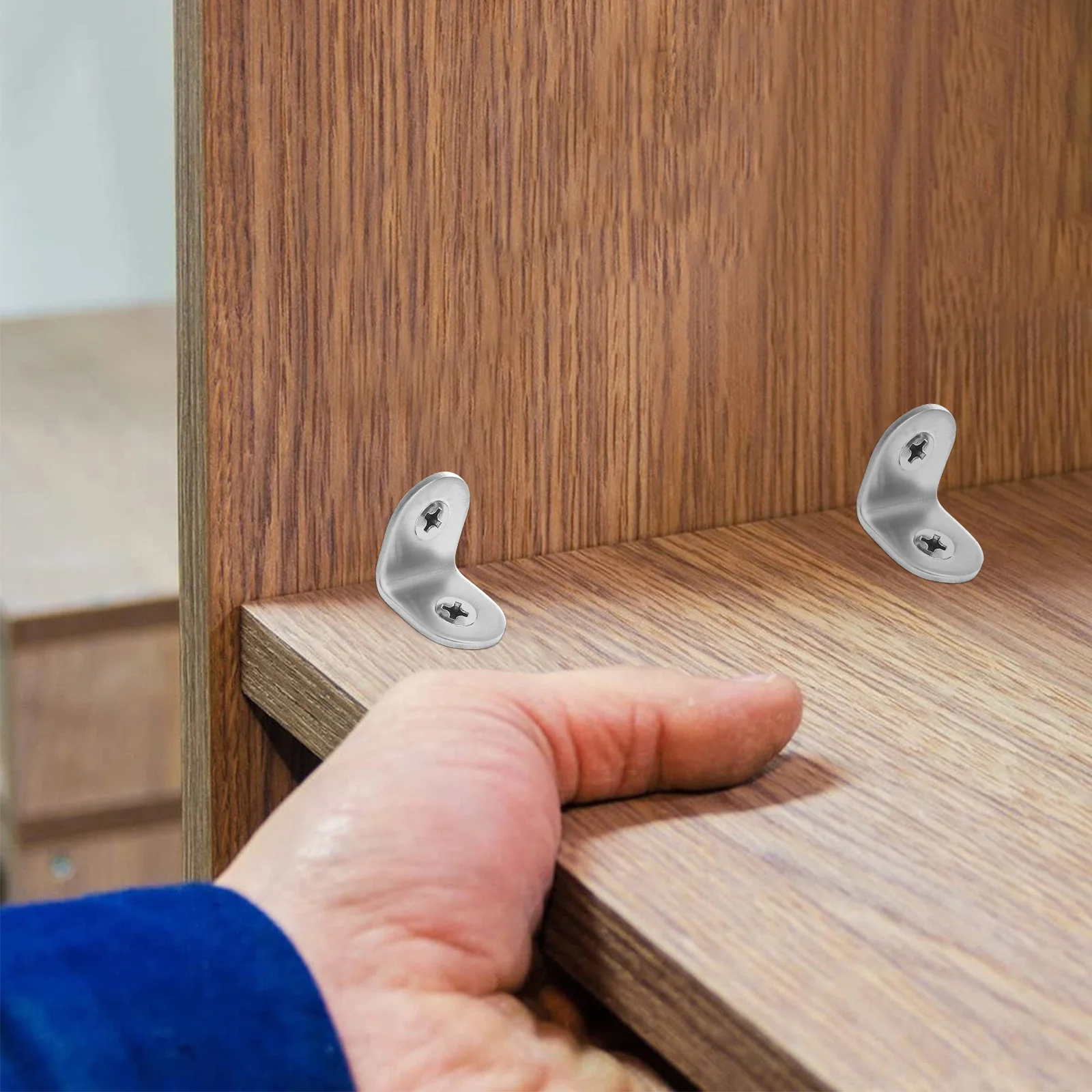 

40Sets Sturdy Stainless Steel Angle Brackets for Shelving Desks End Tables No Complicated Slots Or Holes Needed