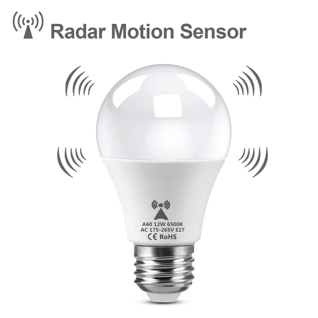 Radar mikrofalowy wykrywający żarówka LED 220V E27 12W Radar lampa indukcyjna ruchu wbudowany radar/czujniki światła do schodów w domu