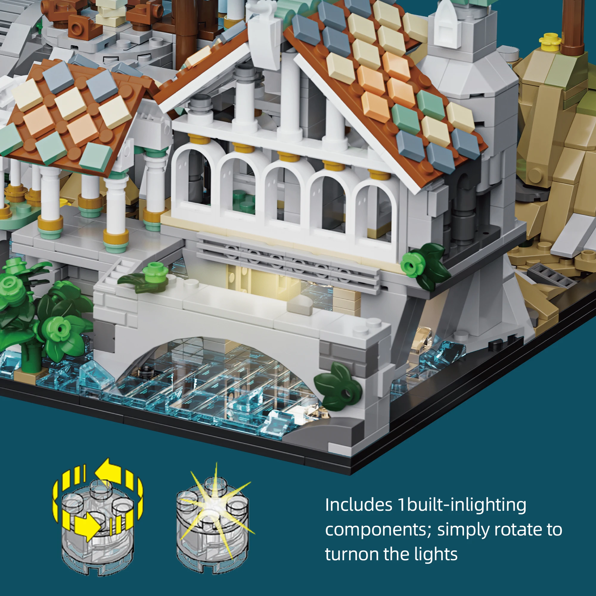 3337PCS The Last Homely House Elven Valley Castle Building Blocks Toys Medieval Magic Fairy Tale Architecture Brick Kit Home Deskop Ornaments Gifts For Birthday Holiday - view 8