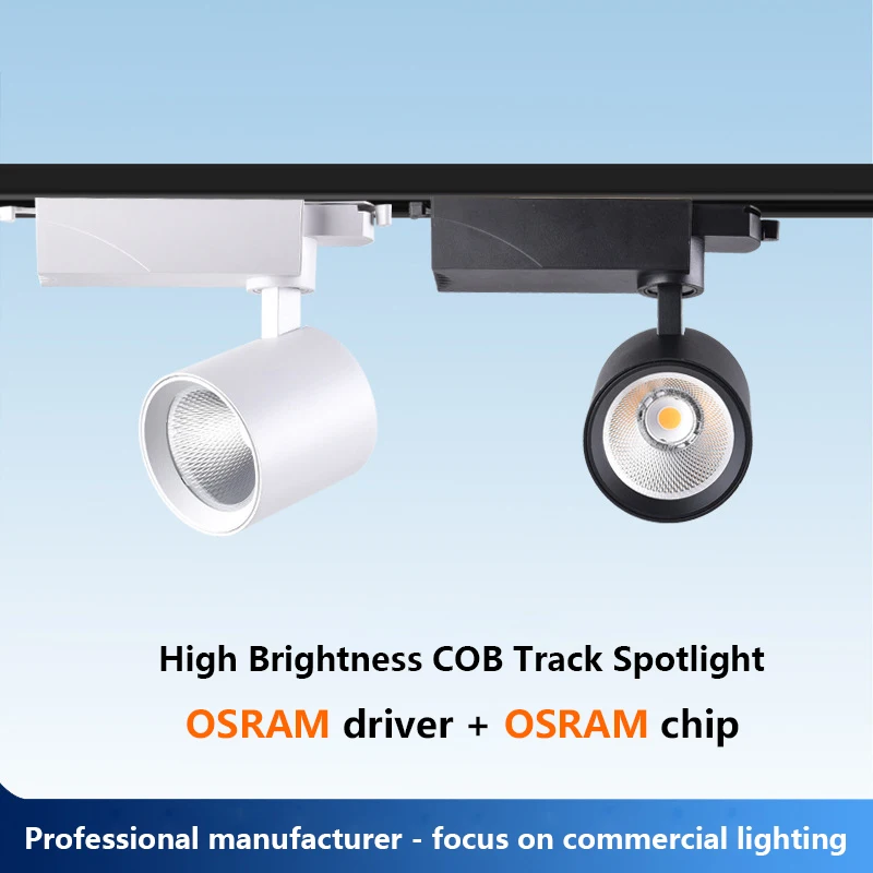 

High Quality led Track Spot Light 30W 35W 40W Commercial Track Lighting Clothing Store Spotlight 2 Wire 3 Phase 4 Wire Rail Lamp