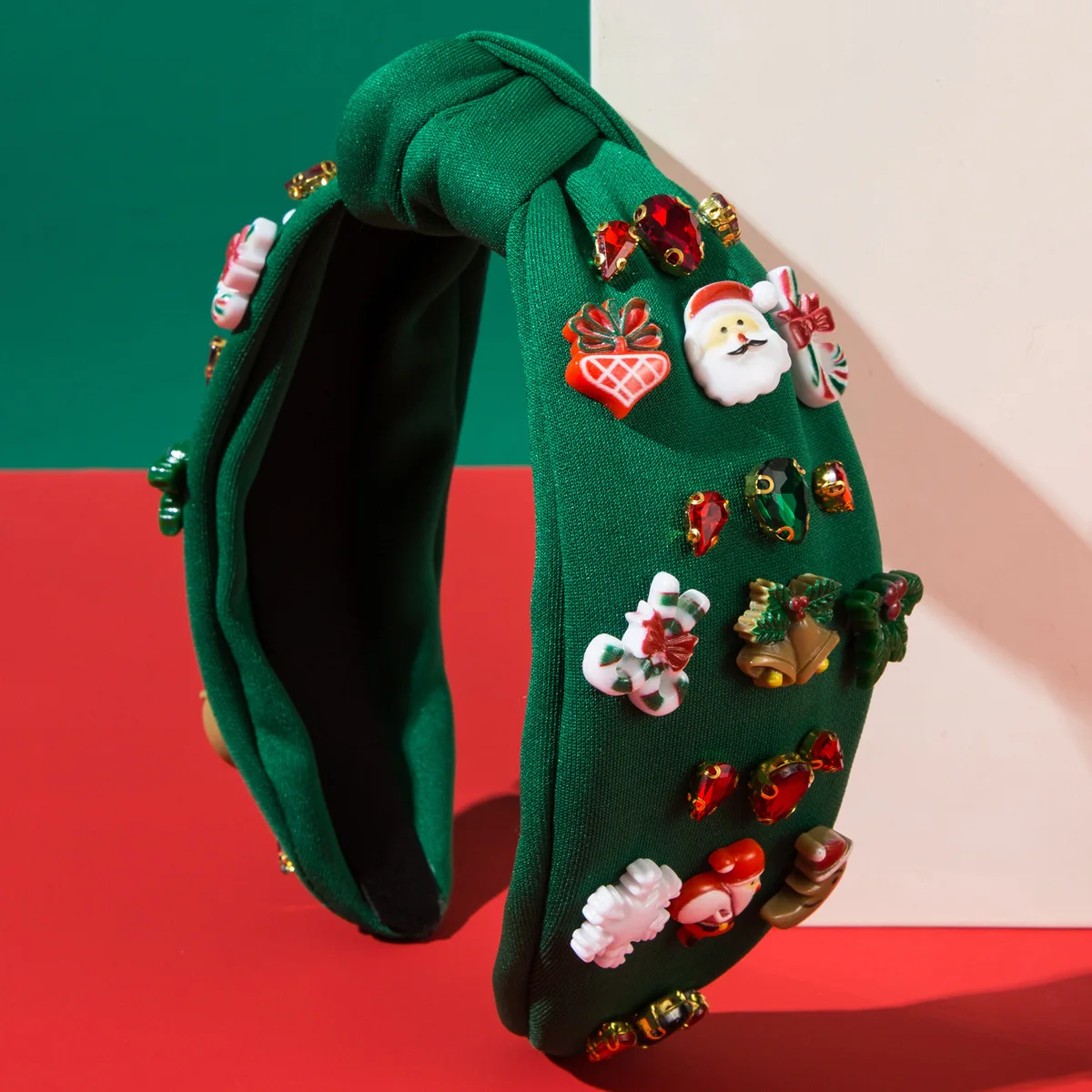 جديد عيد الميلاد النسيج معقود حجر الراين الراتنج عقال للنساء الثقيلة الحرفية حزب الشعر التبعي #4