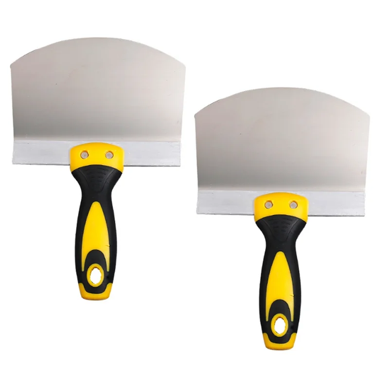 ABHU 2 Pack Stainless Steel Putty Knife Wall Paint Plaster Trowel Arc Ash Shovel Paint Feed Filling Scraper Blade Spatula