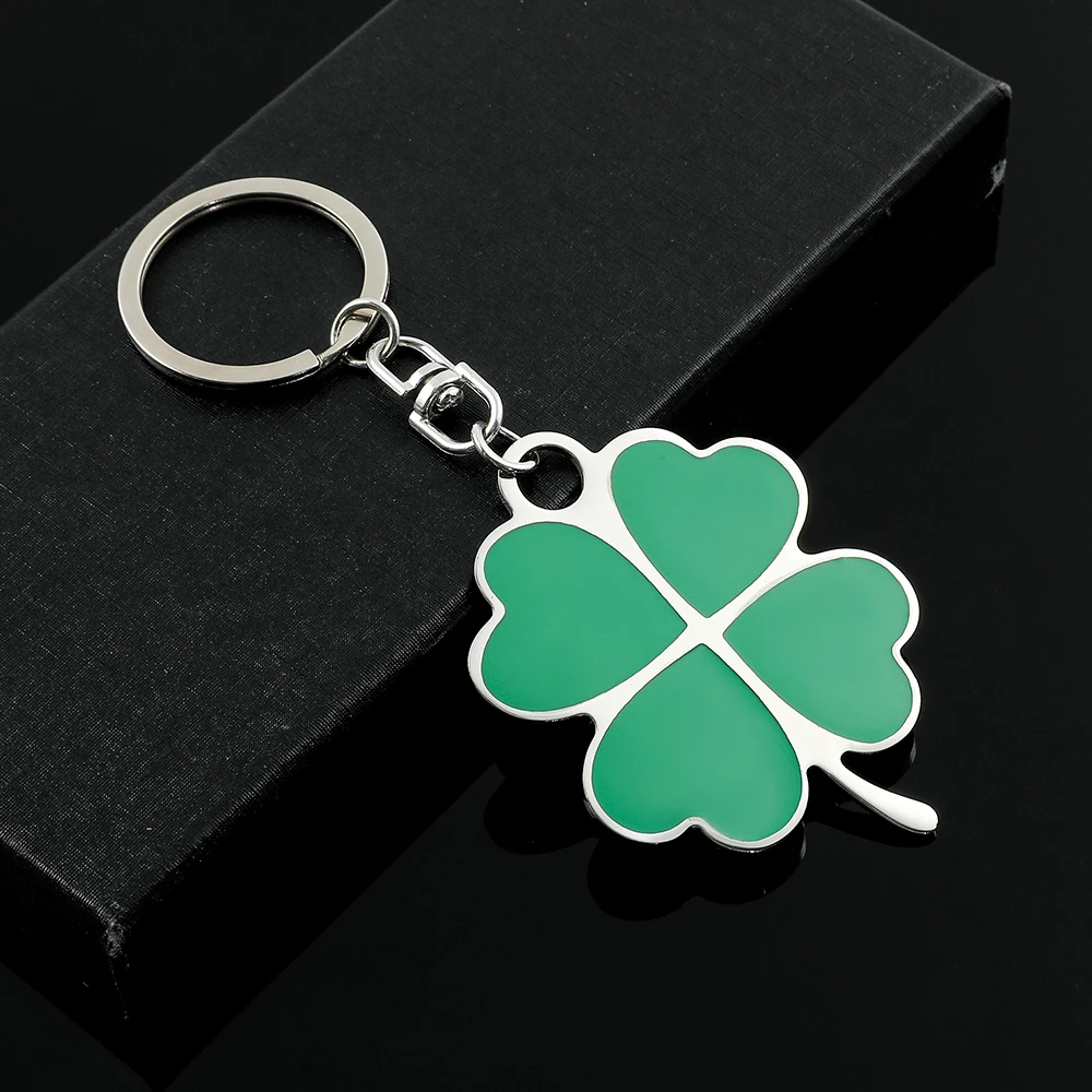 Fashion Creative Beautiful Four Clover Leaf Lucky Key Chain Jewelry Keyring Bag Accessories