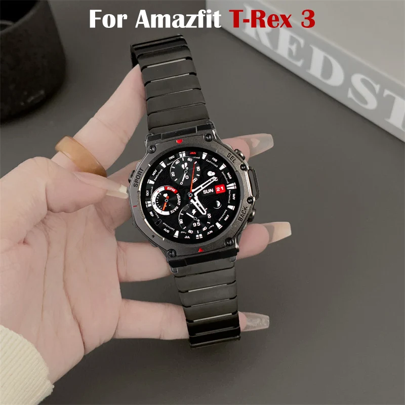 

Роскошный металлический ремешок для умных часов Amazfit T-Rex 3, браслет из нержавеющей стали Correa для Amazfit T-rex 3, сменный ремешок на запястье