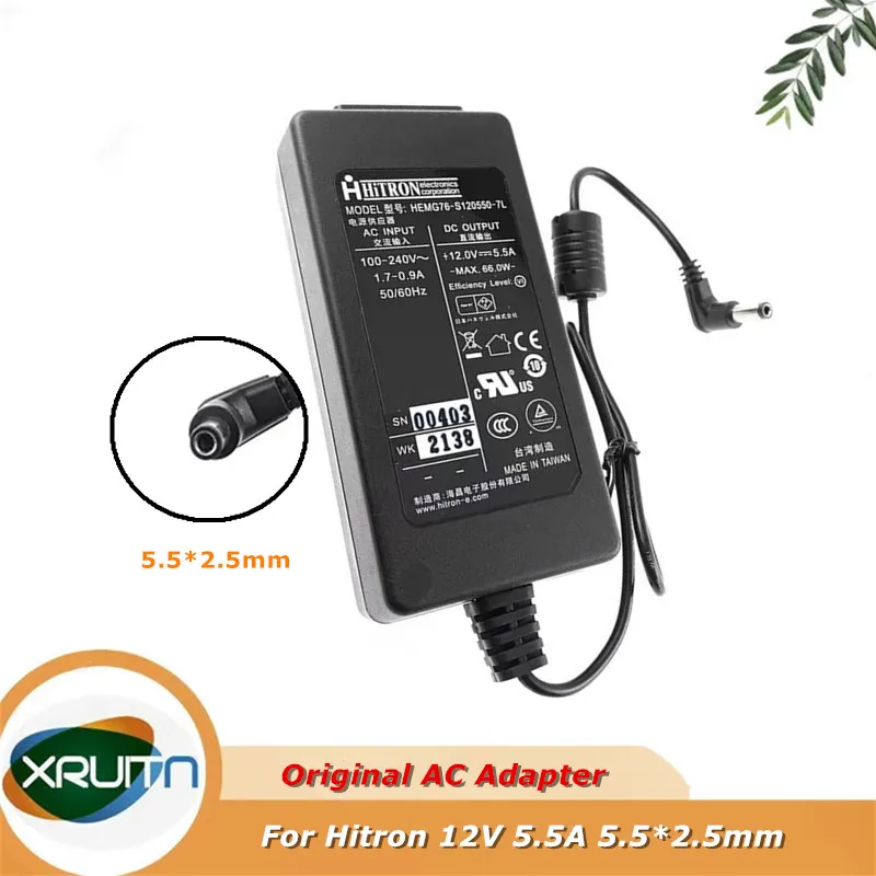 

Genuine For HITRON HEMG076-S120550-7L 12V 5.5A AC DC Adapter Charger 66W Power Supply 5.5*2.5mm