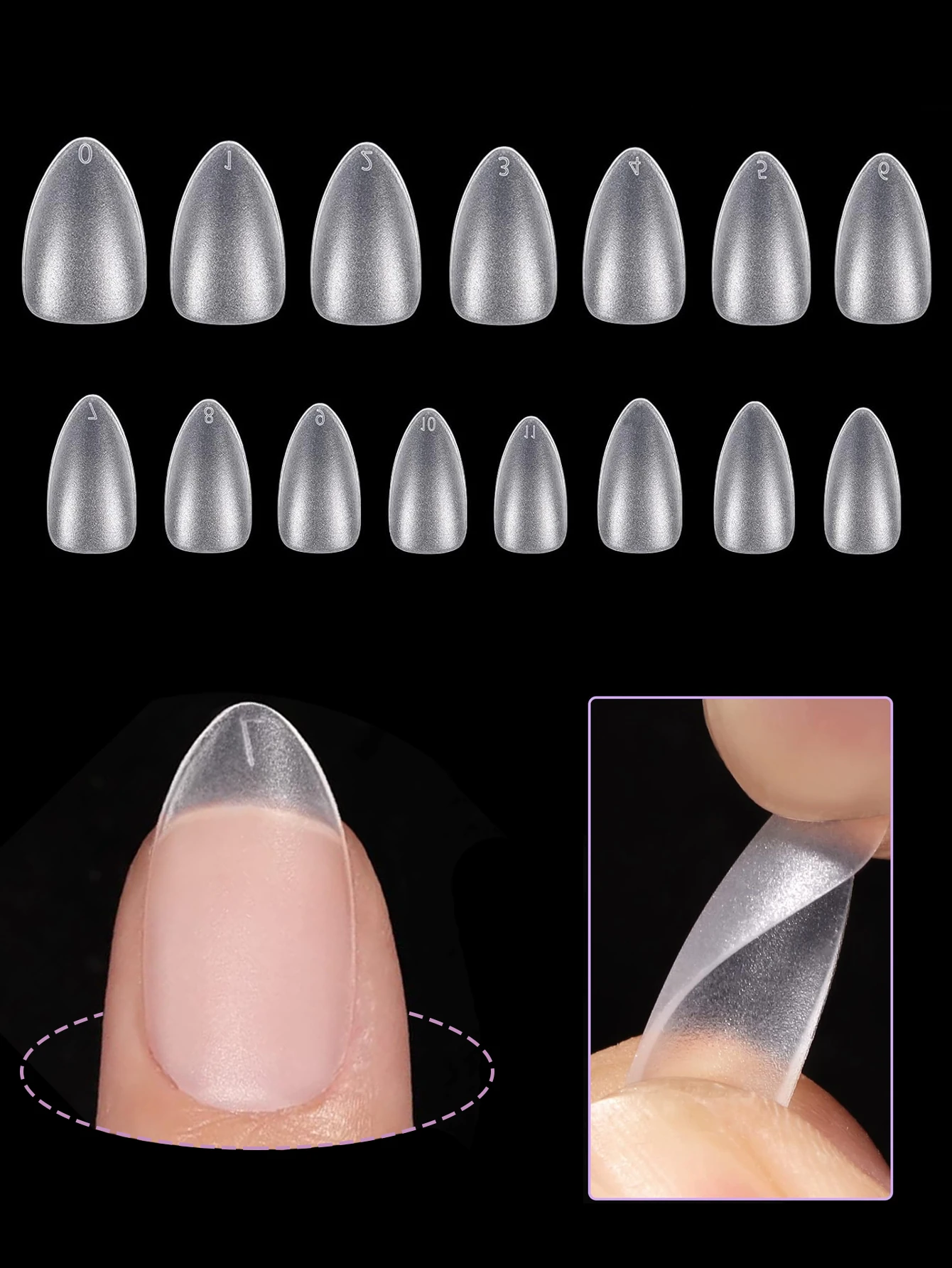30/150/300/630/1500PCS Matte Soft Gel X Nail Tips 15 Sizes Full Cover Acrylic False Press on Nails Tips Nail Extension Tips
