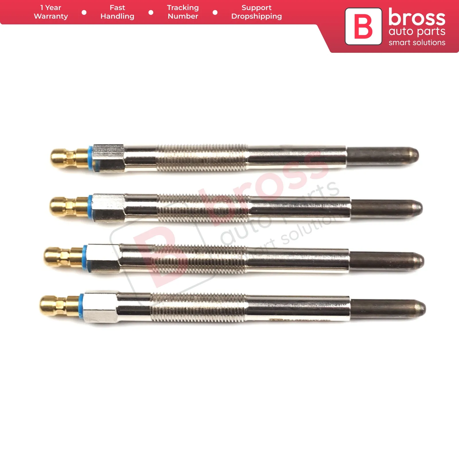 Bross BGP66-1 4 Pezzi Riscaldatore Glow Plug 24 Volt per Caterpillar 3304 3306 3T9562 GN071 0100800034 Y171 3T-9562, GN071 Top Store