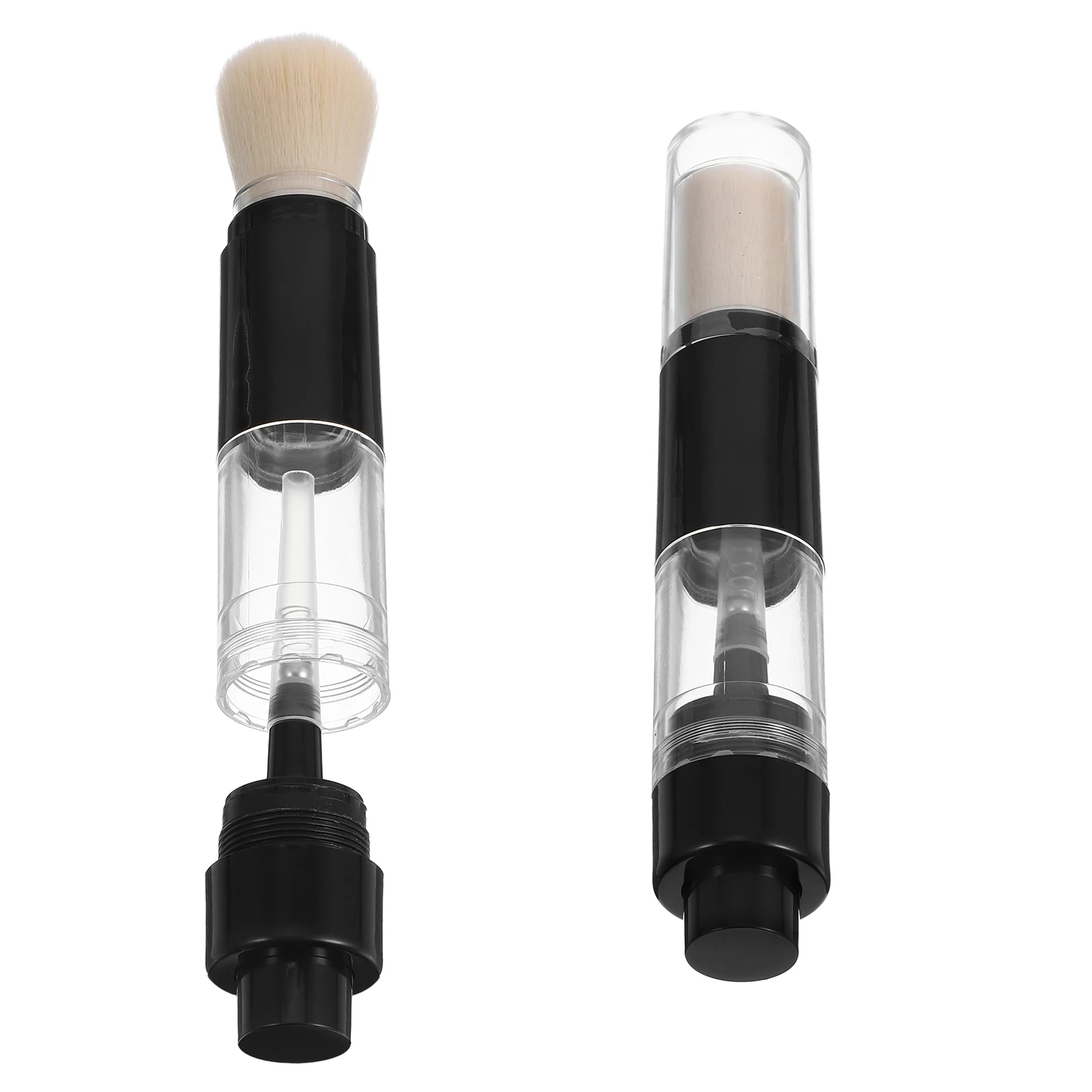 

2 pcs Press-type Makeup Brush Powder for Travel Loose Blush Multifunctional Portable Refillable Powder Brush Set