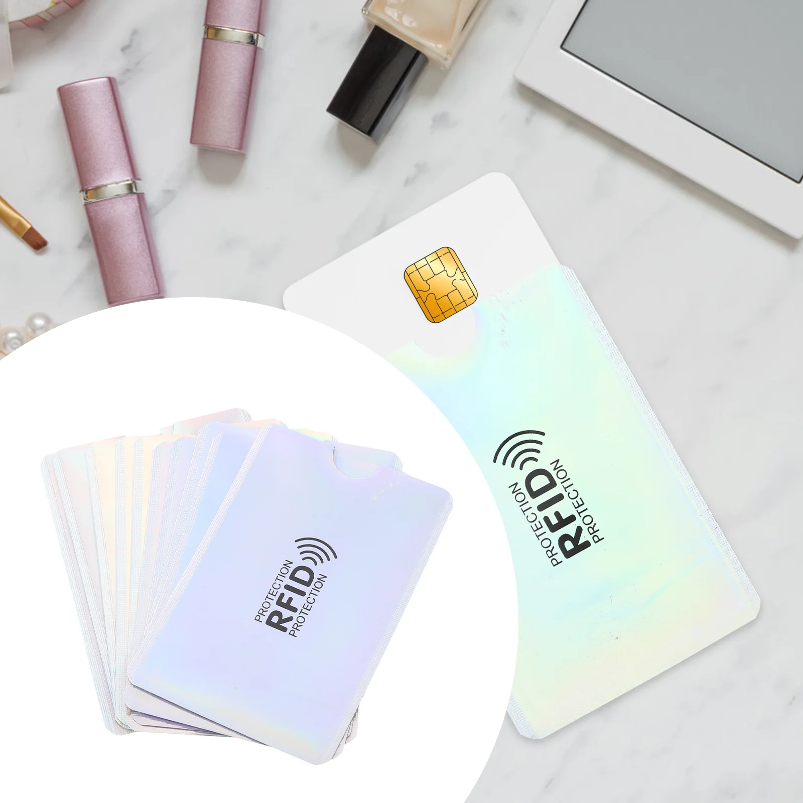 10Pcs Rfid Protective Card Sleeves Id Credit Card Holder Aluminum Foil Pet Pe Lightweight Sleeve