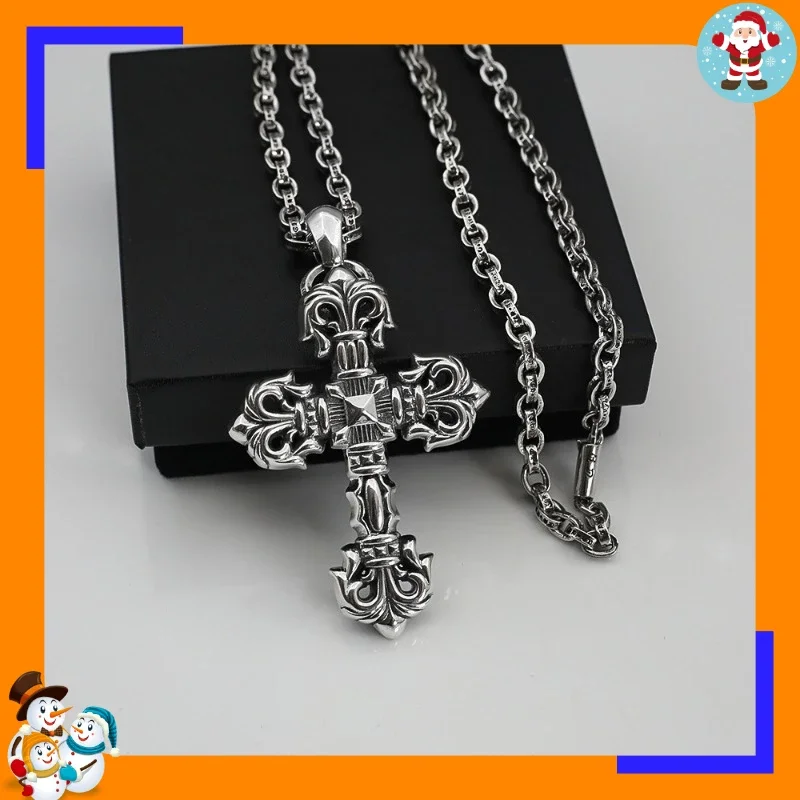 Chaoxuan American Trend Hip Hop Punk Retro Flame Vine Cross Round Bead Necklace Accessories Versatile