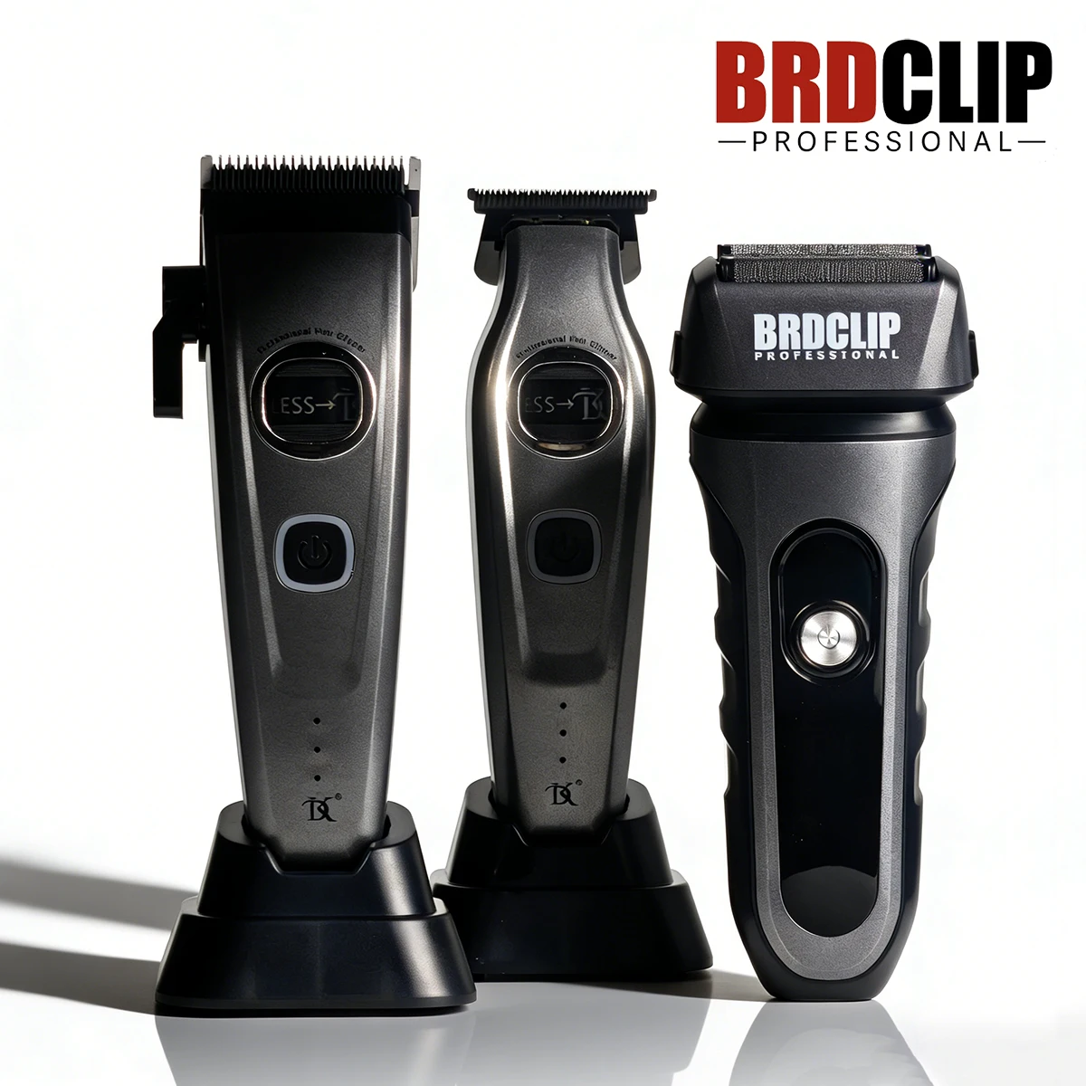 BRDCLIP Grey Professional Hair Clipper 7500RPM External Rotor Brushless Motor DLC Blade Hair Trimmer Barber TF03 IPX7 MEN Shaver