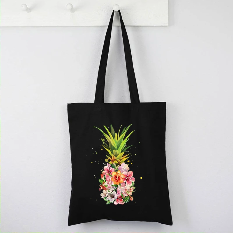 Pineapples Canvas Bag Hawaii Summer Shopping Bags Reusable Korean Tote Bags Mama Love Pineapples Aloha Custom Bag Purses M