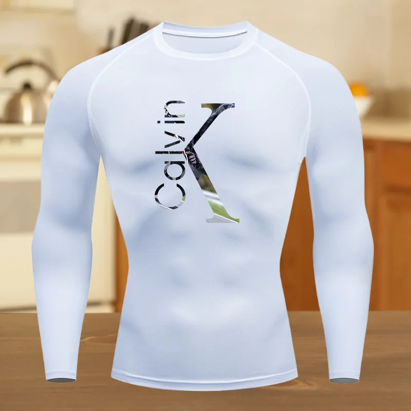 تي شيرت للياقة البدنية مريح للرجال للجري جرافيك قابل للتنفس بقصة ضيقة، تي شيرت صيفي للصالة الرياضية والركض والتدريب، بدلة لياقة بدنية مرنة #3