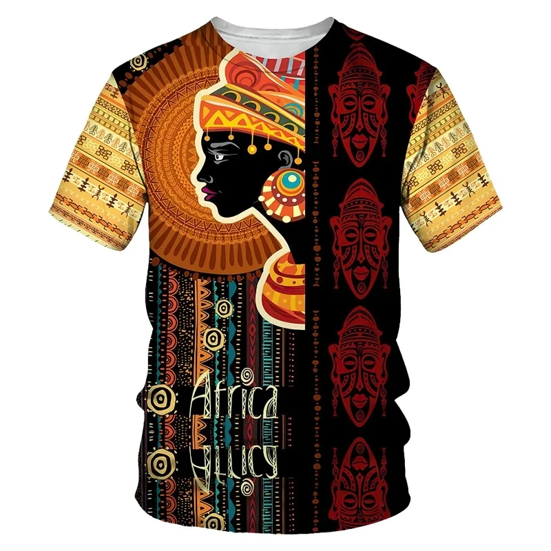 Estate Vintage Trend African Dance Pattern manica corta Daily Casual Fashion Sports Style comodo girocollo da uomo allentato T-s