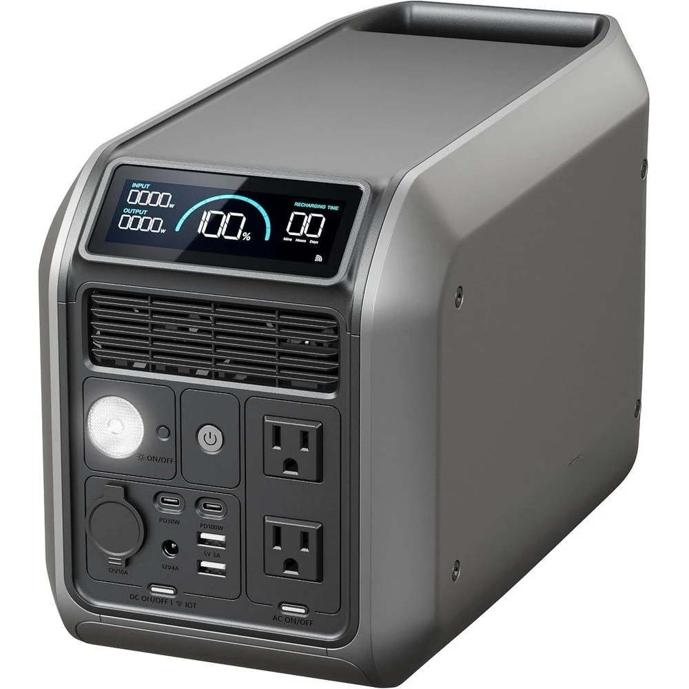 

1008Wh Solar Generator, Semi-Solid LiFePO4, 1200W AC Output/100W USB-C, 1600W Power Boost, 1.3X Longer Runtime