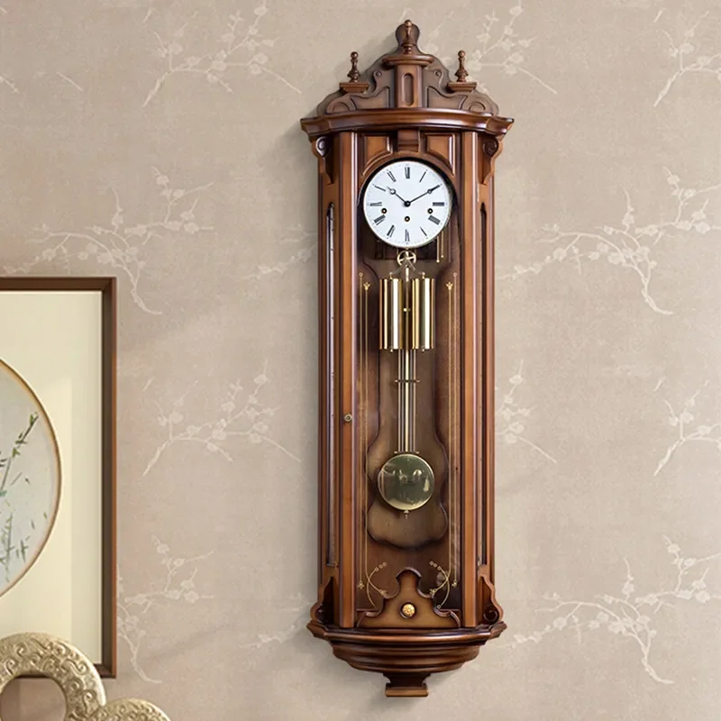 German Helmler five-tone wall clock wall European solid wood machinery living room classical retro silent pendulum clock