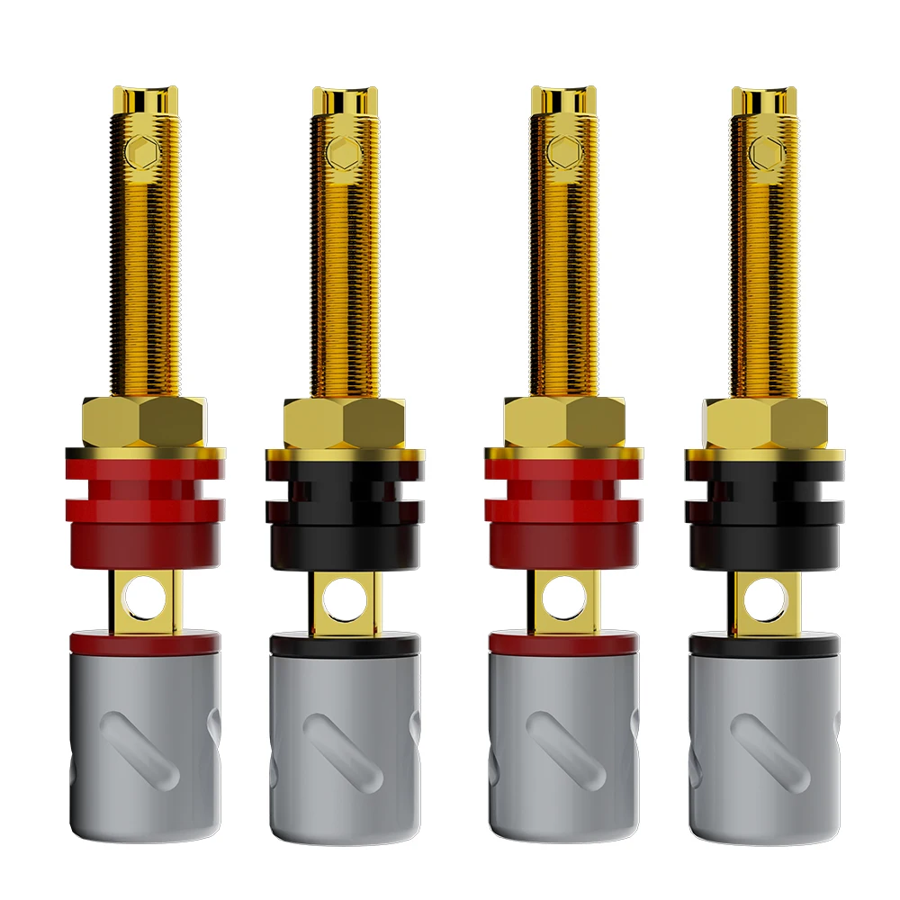 Monosaudio Pure Copper Gold/Rhodium Plated Speaker Binding Post Hifi Audio AMP Female Banana Connector Jack Terminal Screw Lock