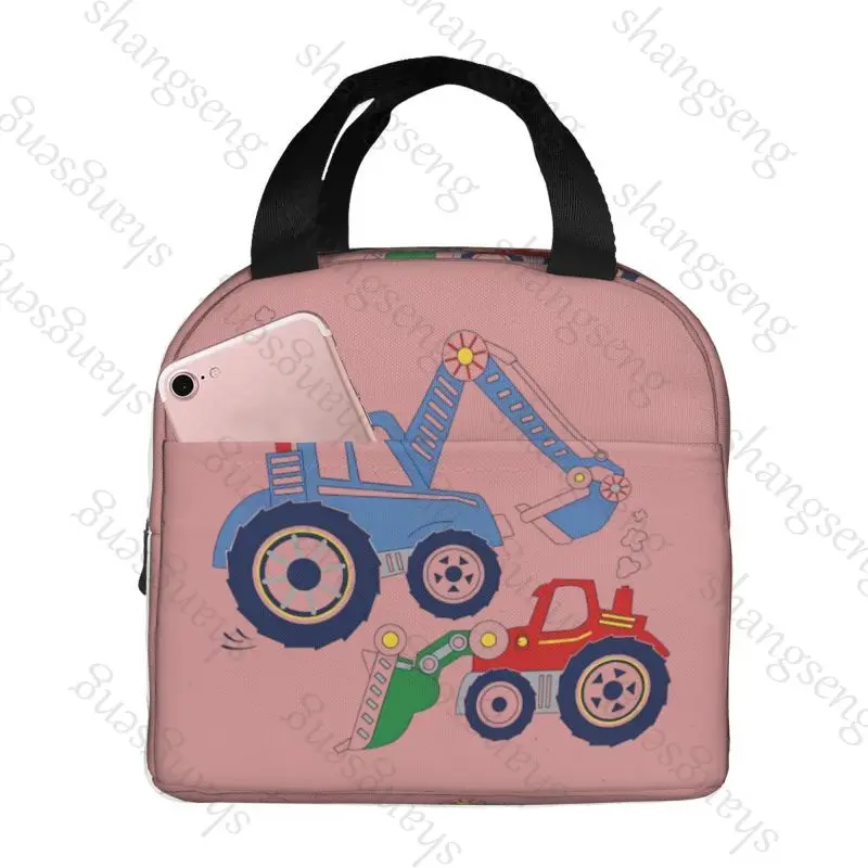 Excavator cartoon Insulated Thermal Bag Lunch bag Foods Drink Storage Leakproof Picnic Camping Bags Box beach